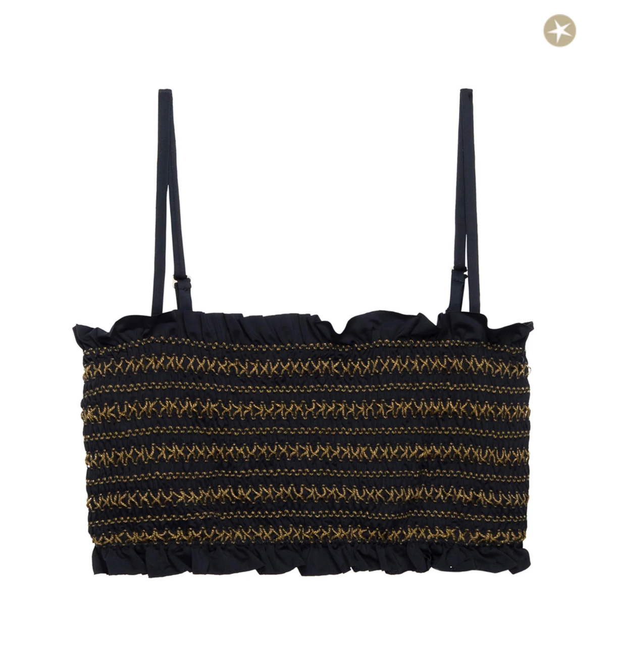 The Smocked Bandeau. Black with Bronze Smocking