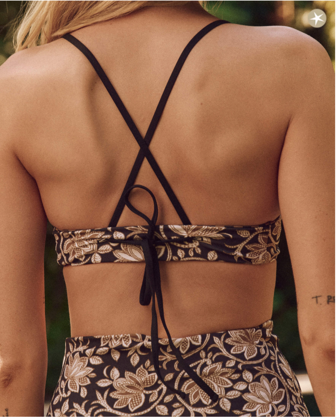 The Reversible Bralette. Black Oasis Floral & Bronze Check