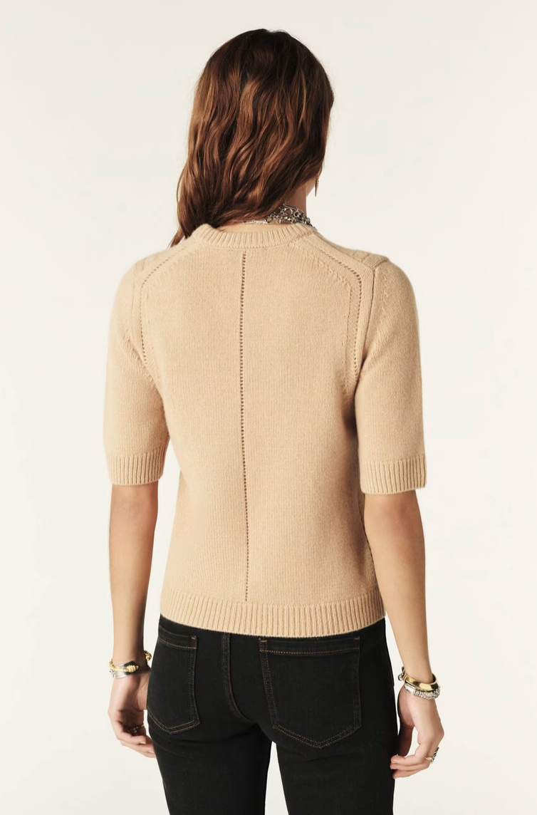 Cachma Short-Sleeve Sweater. Camel