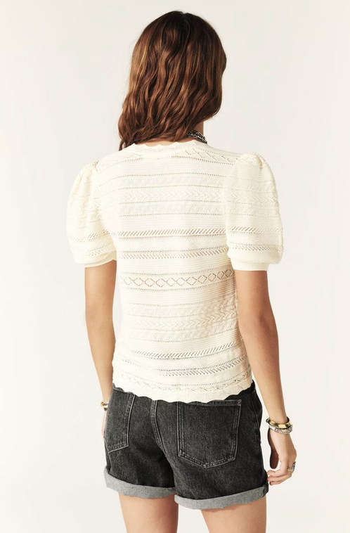 Vinat Short Sleeve Sweater. Ecru