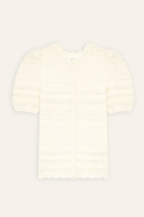 Vinat Short Sleeve Sweater. Ecru