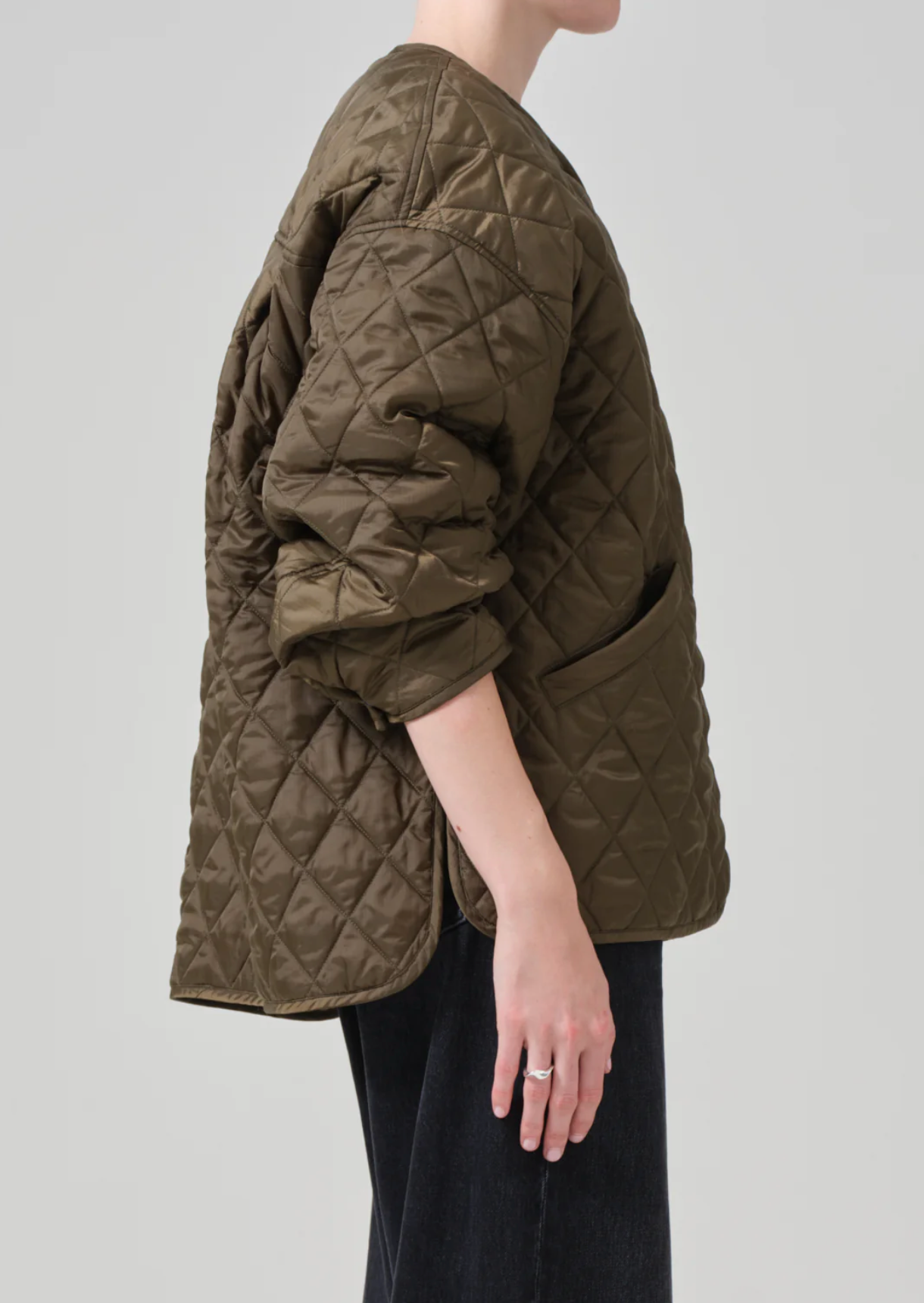 Huntleigh Quilted Coat in Army