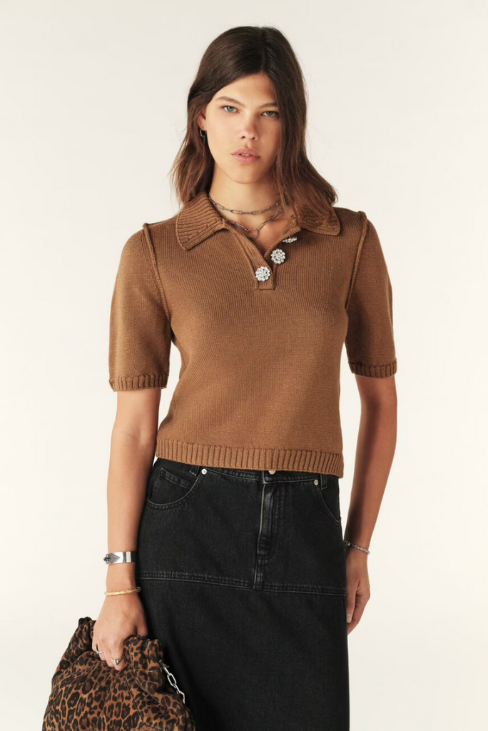 Tylak Short Polo Shirt. Camel