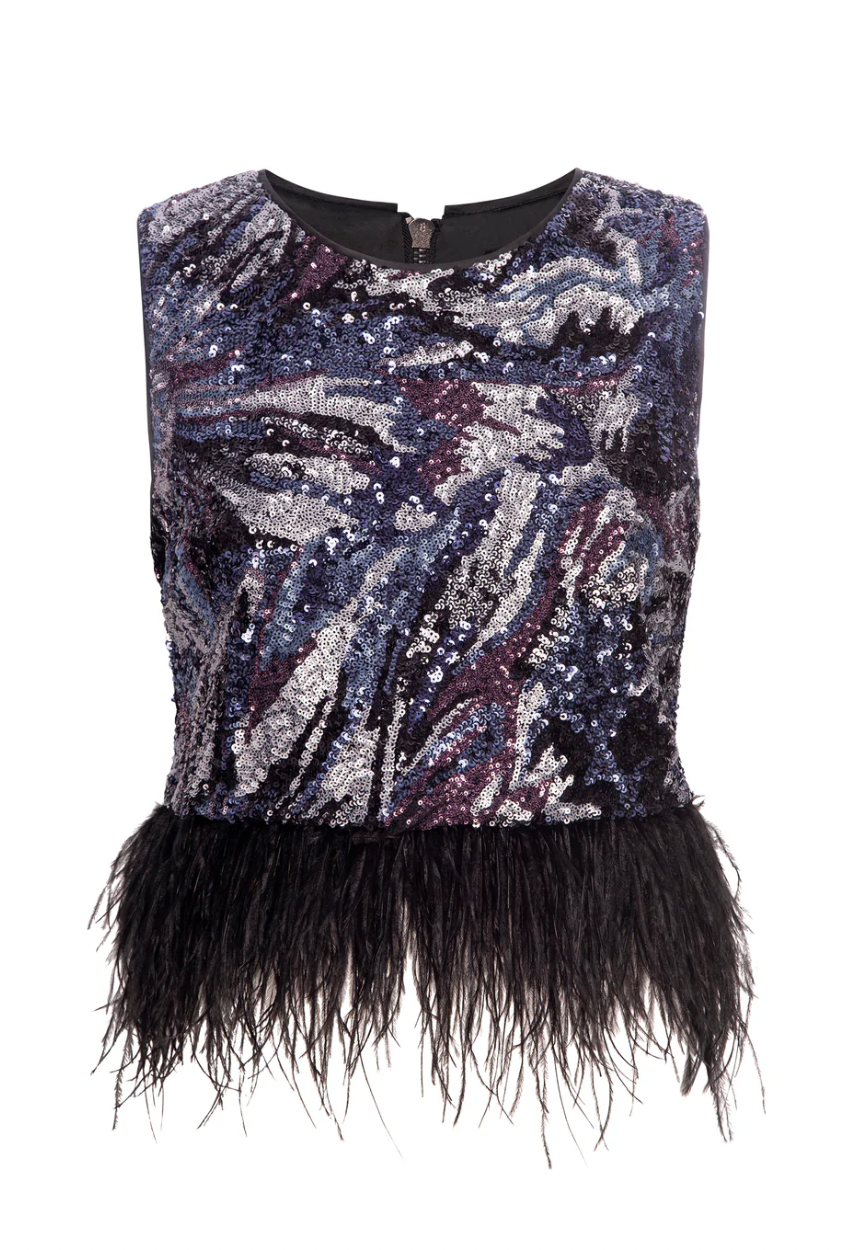 Murakami Top in Midnight Abstract Floral