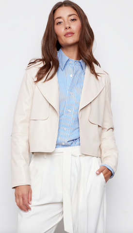 Camille Vegan Leather Jacket in Birch