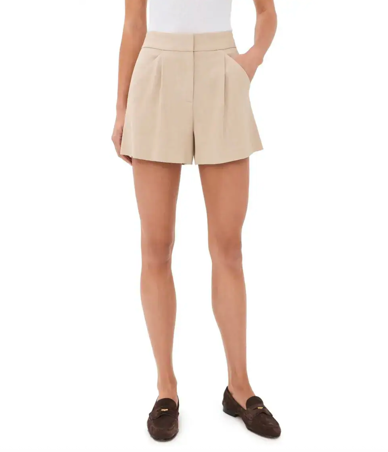 Marbeau Pleated Short in Stone Khaki