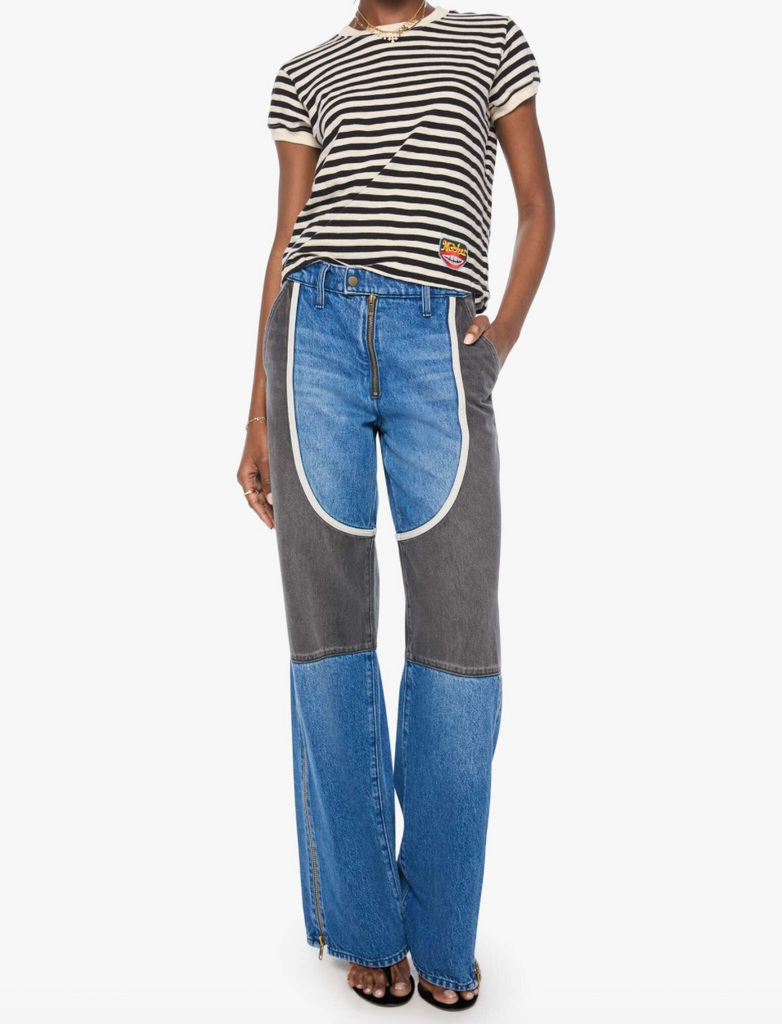 The Boxy Goodie Goodie in Black and Cream Stripe