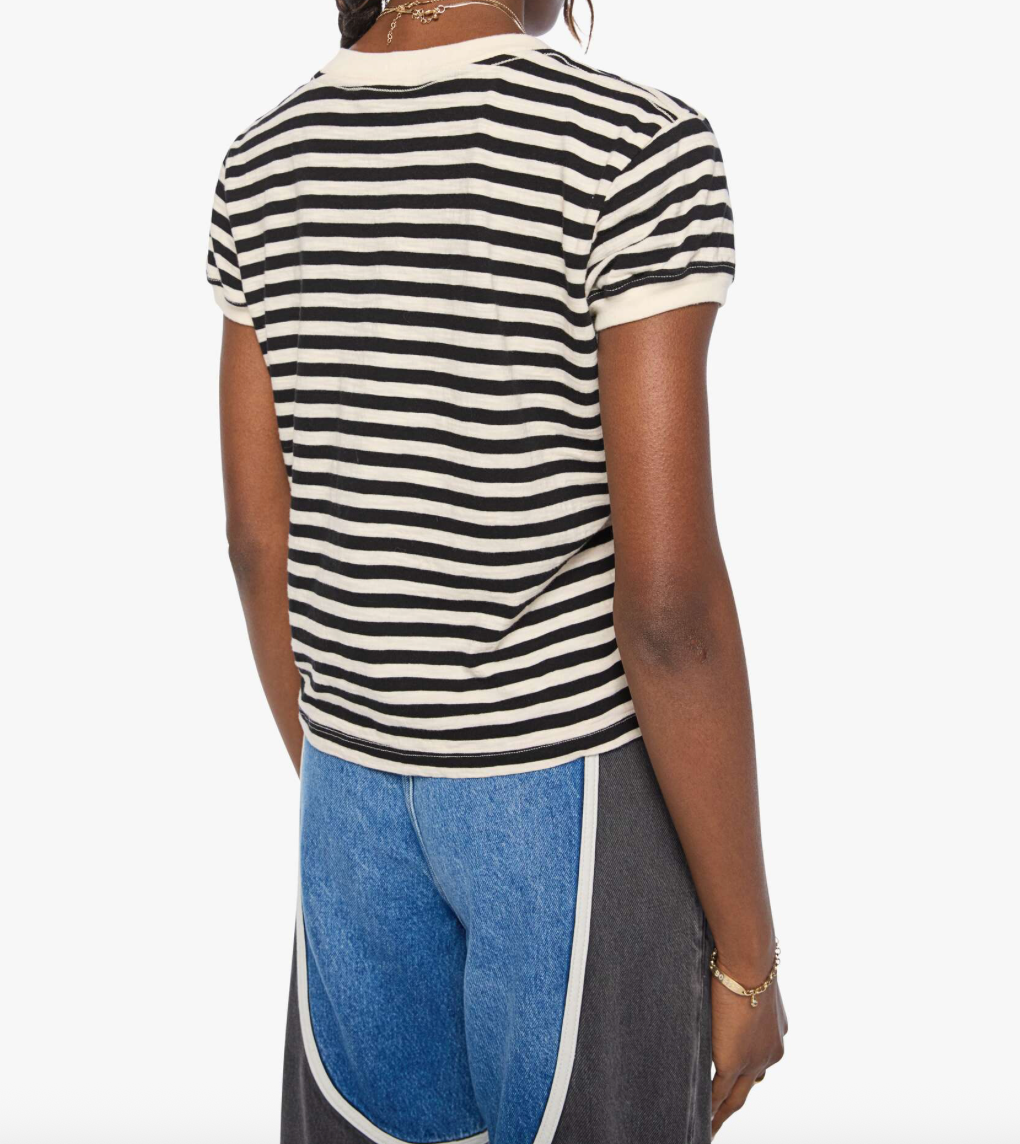 The Boxy Goodie Goodie in Black and Cream Stripe