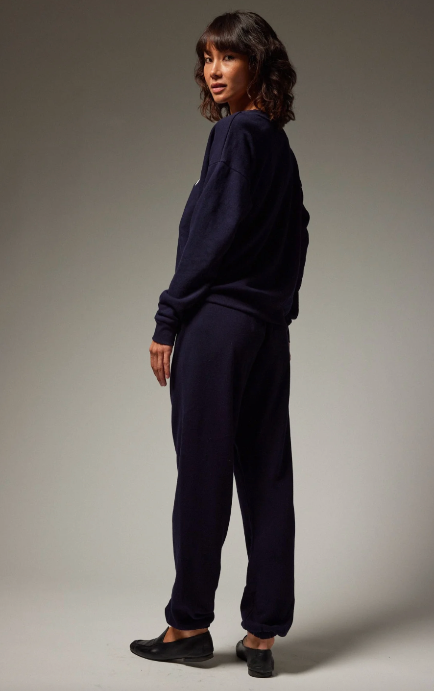Heart Sweatpants in Navy/White