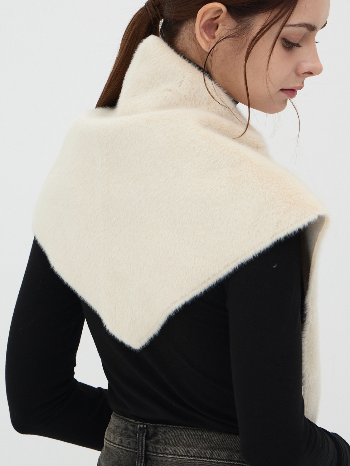 Furbana Lightweight Faux Fur Pull-Through Bandana in Ivory