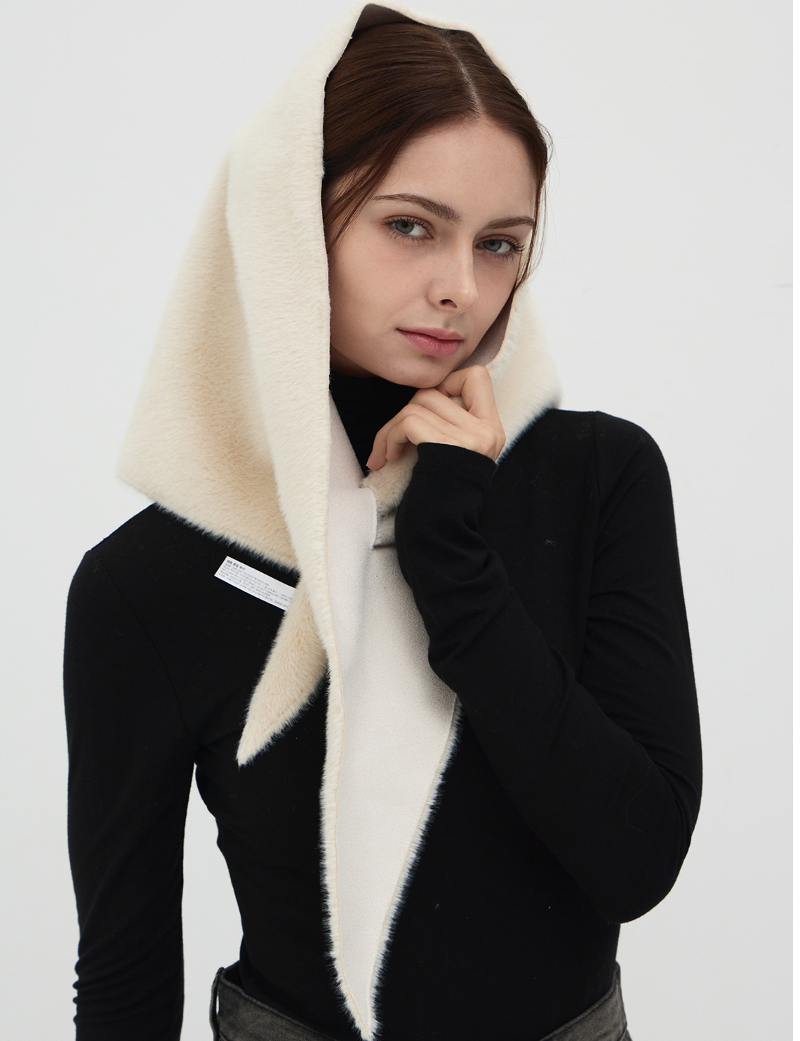 Furbana Lightweight Faux Fur Pull-Through Bandana in Ivory