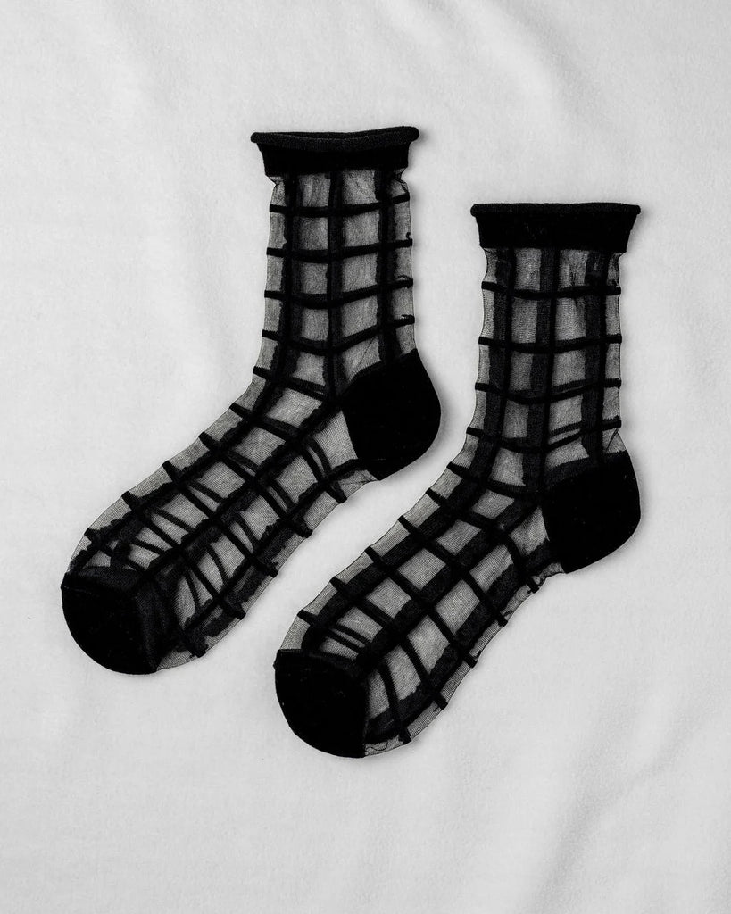 Sheer French Window Socks in Black
