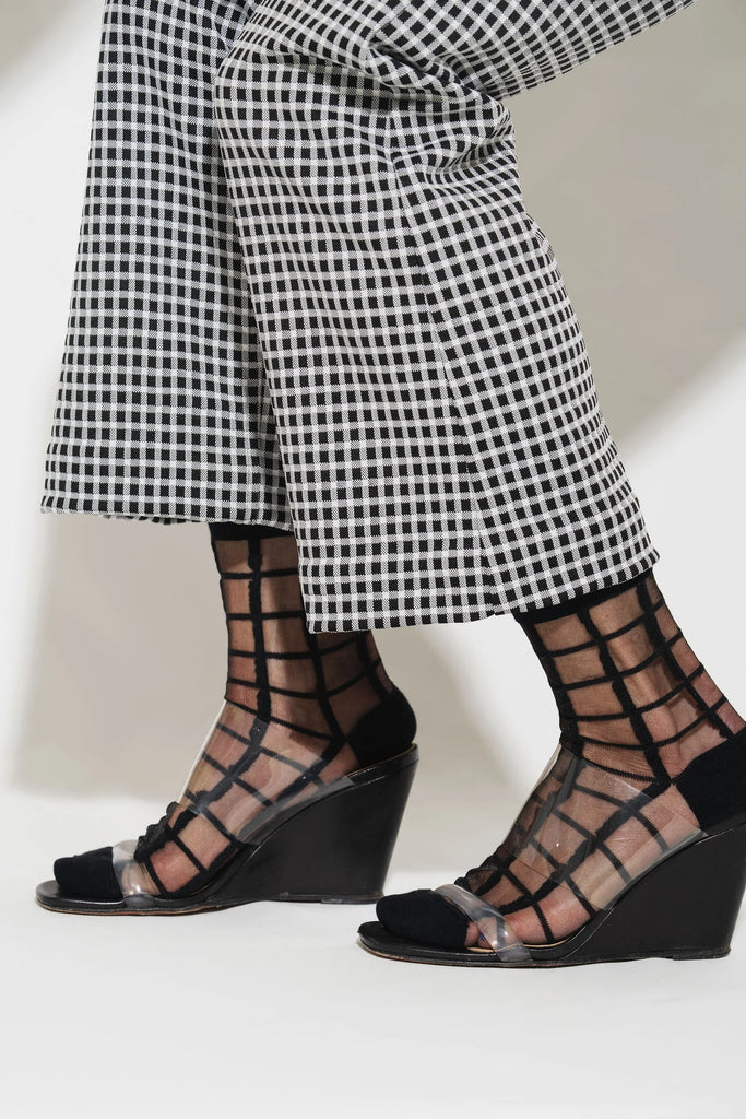 Sheer French Window Socks in Black