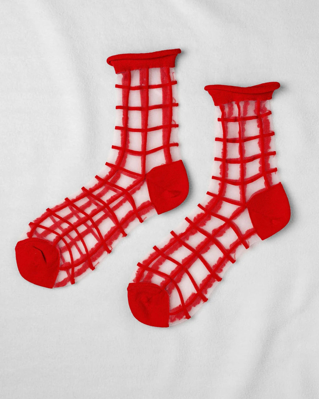 Sheer French Window Socks in Classic Red