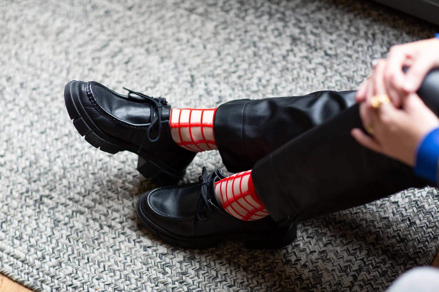 Sheer French Window Socks in Classic Red