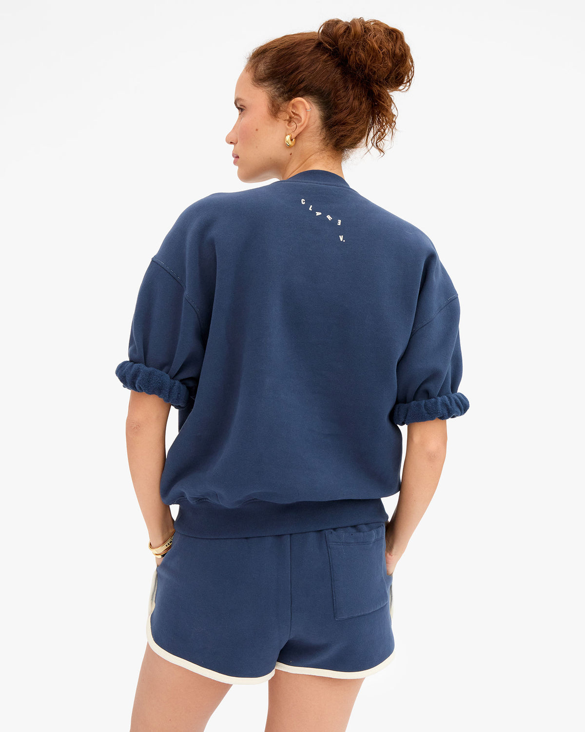 Short Sleeve Oversized Sweatshirt in Navy