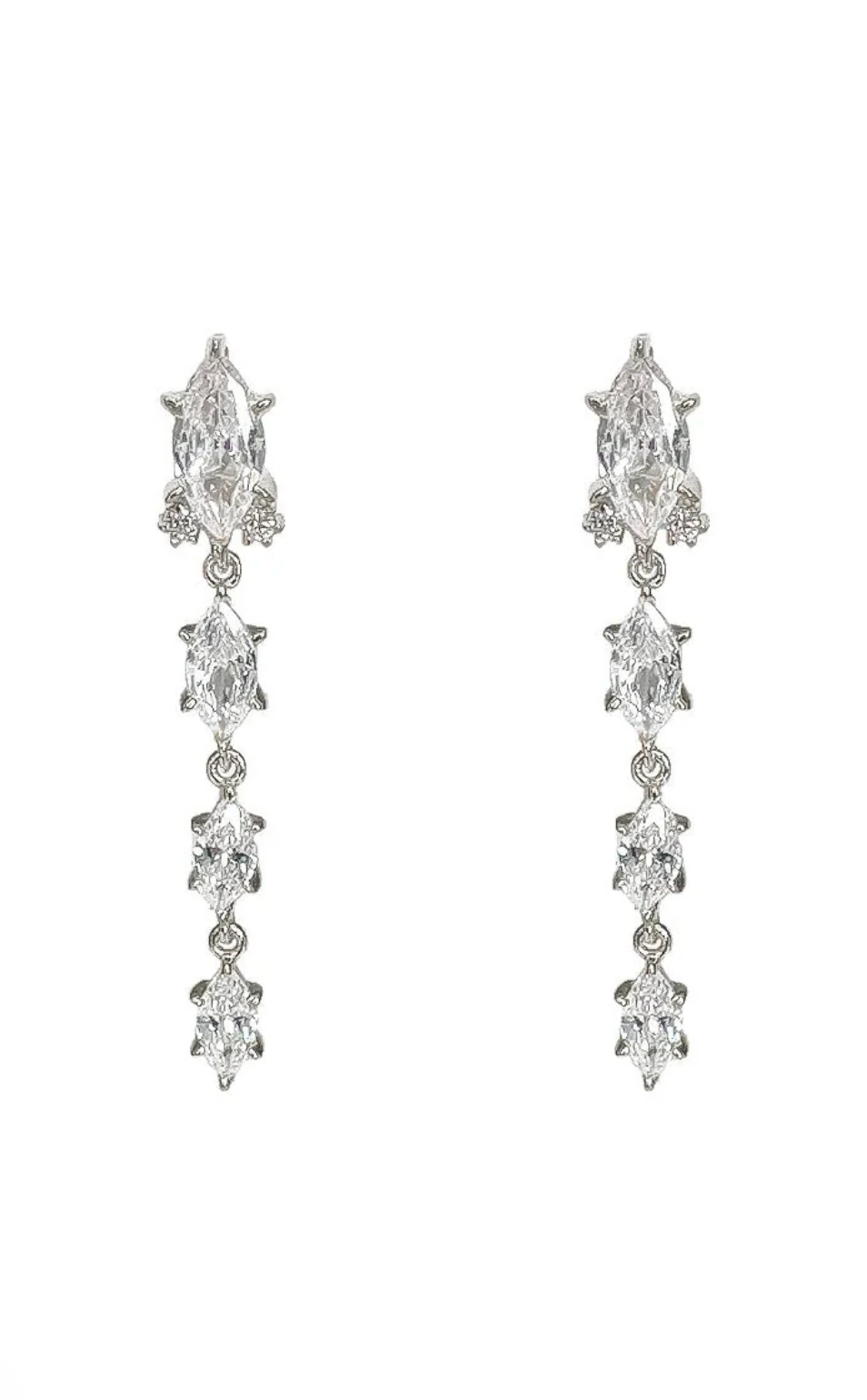 Slim Earrings in White Rhodium and Clear Crystals