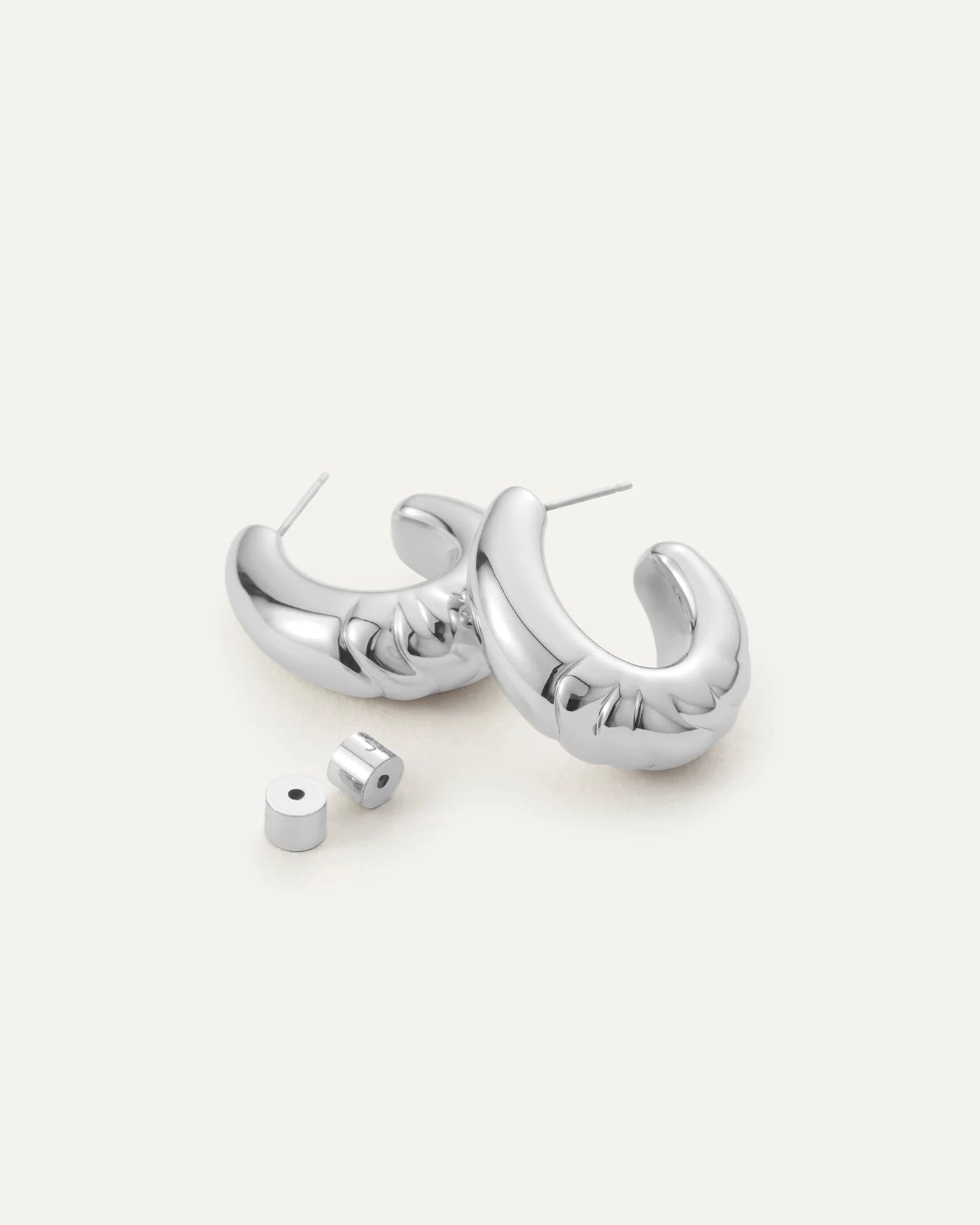 Slim Nelle Hoop Earrings in Silver