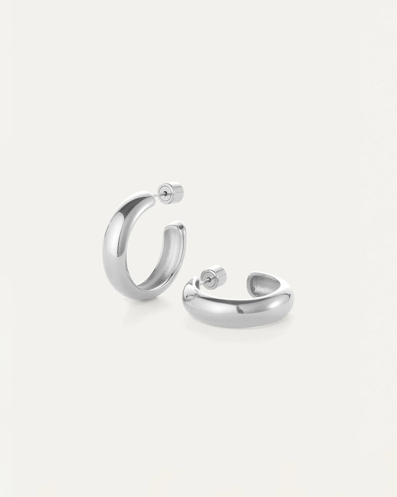 Staple Hoop Earrings Medium in Silver