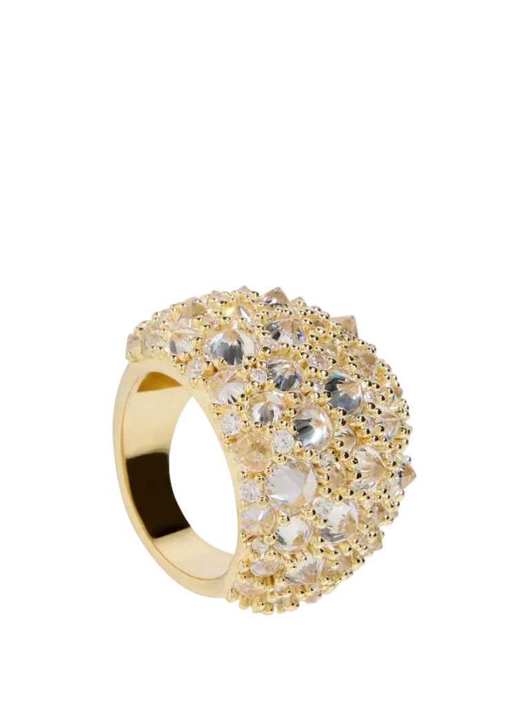Stetson Ring in Gold and Clear Crystals