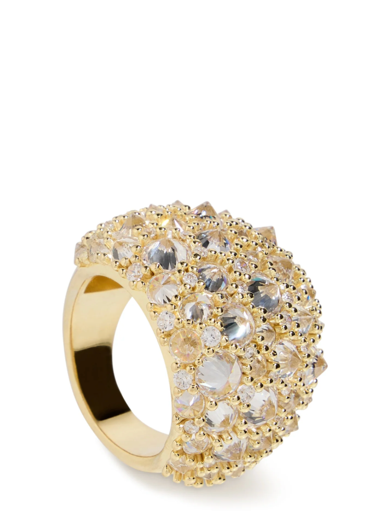 Stetson Ring in Gold and Clear Crystals