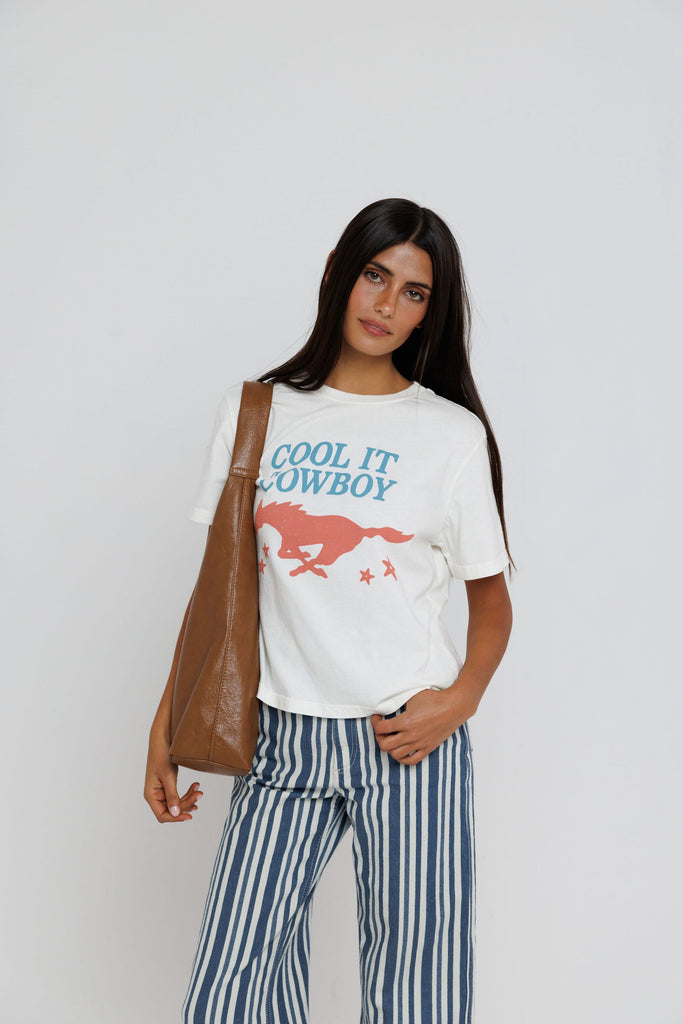 Cool It Cowboy Everyday Tee in Off White