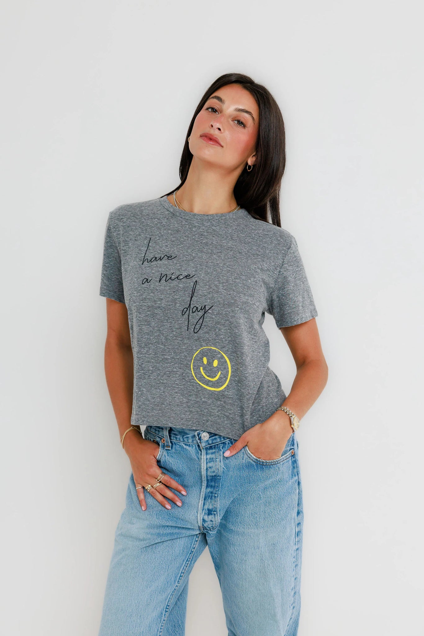 Have a Nice Day Everyday Tee in Heather Grey