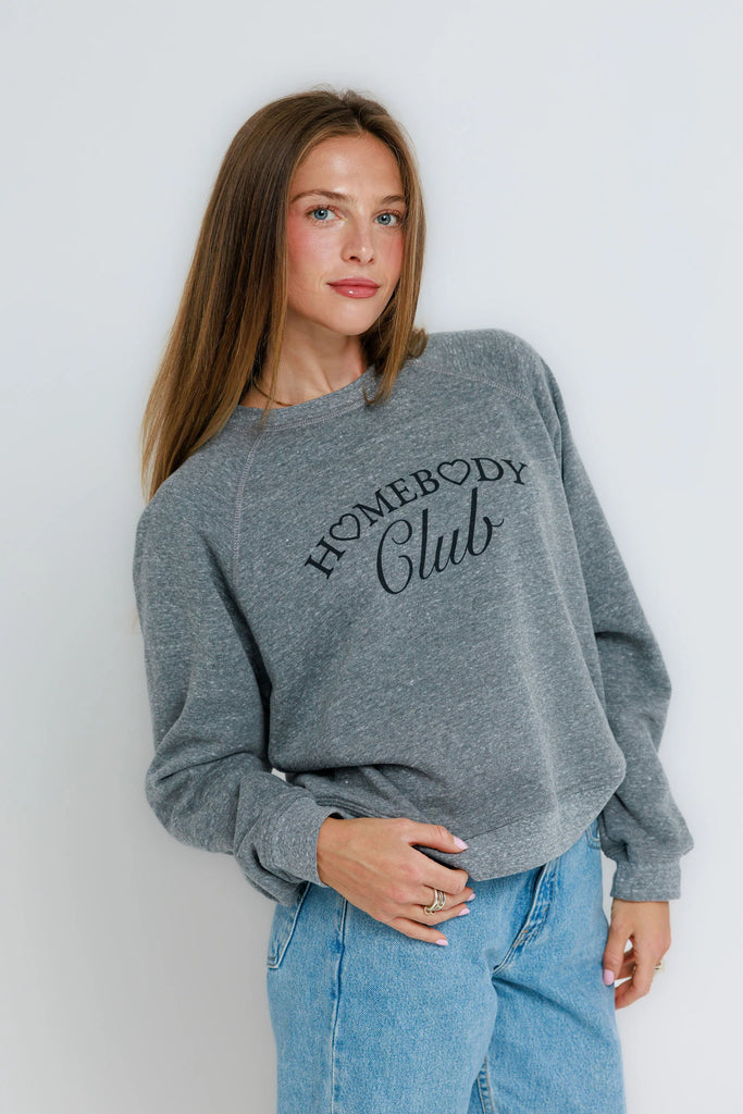 Homebody Club Raglan Crew in Heather Grey
