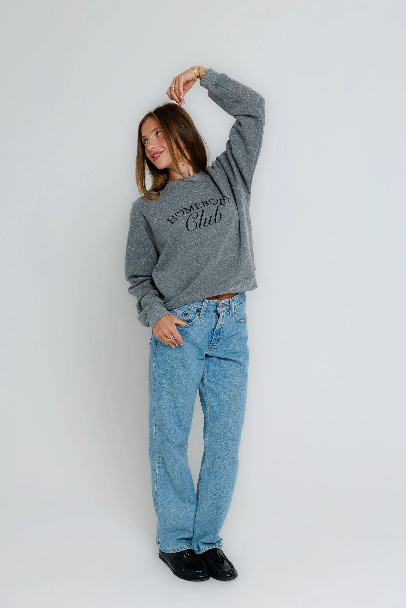 Homebody Club Raglan Crew in Heather Grey