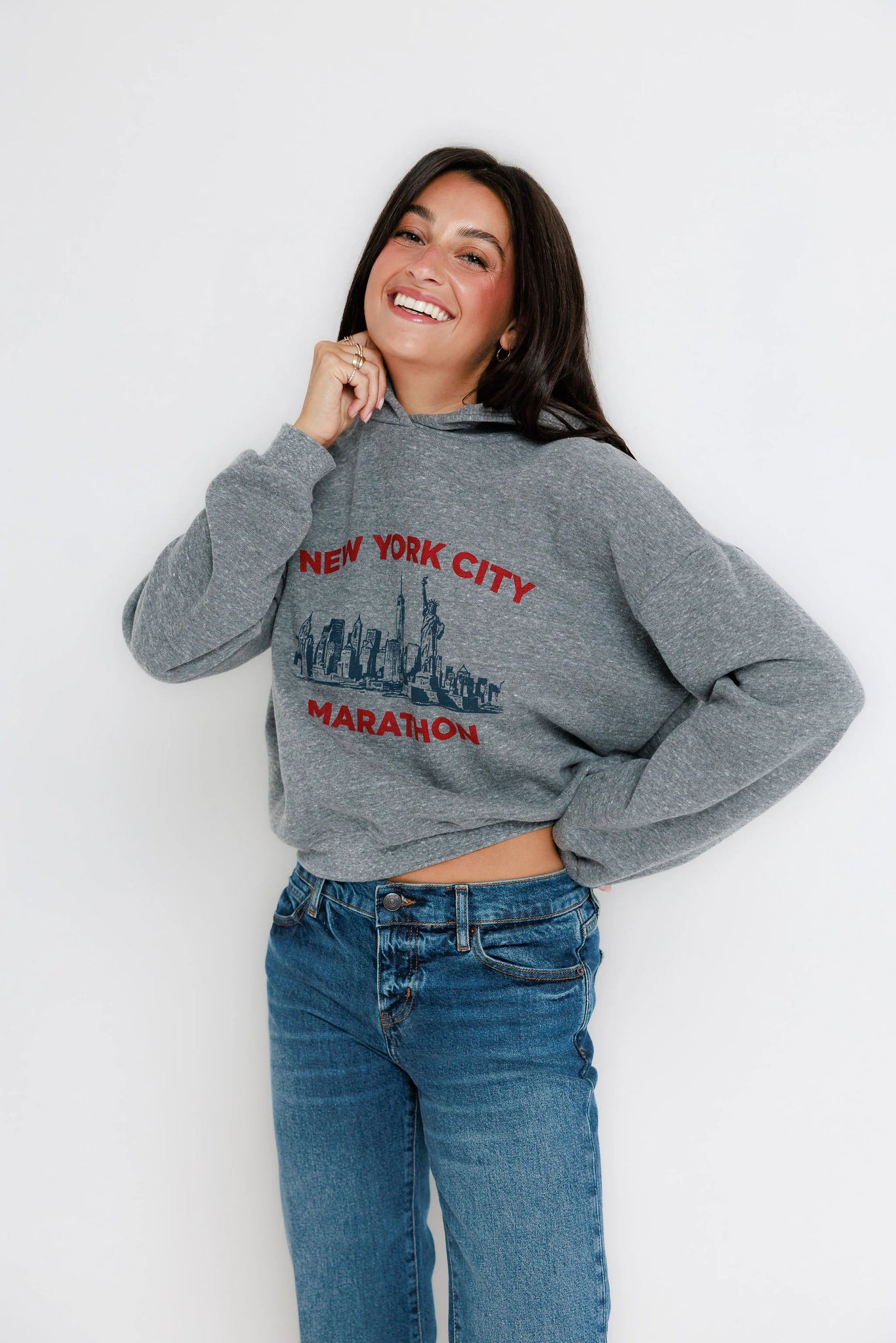 New York Marathon Classic Hoodie in Heather Grey