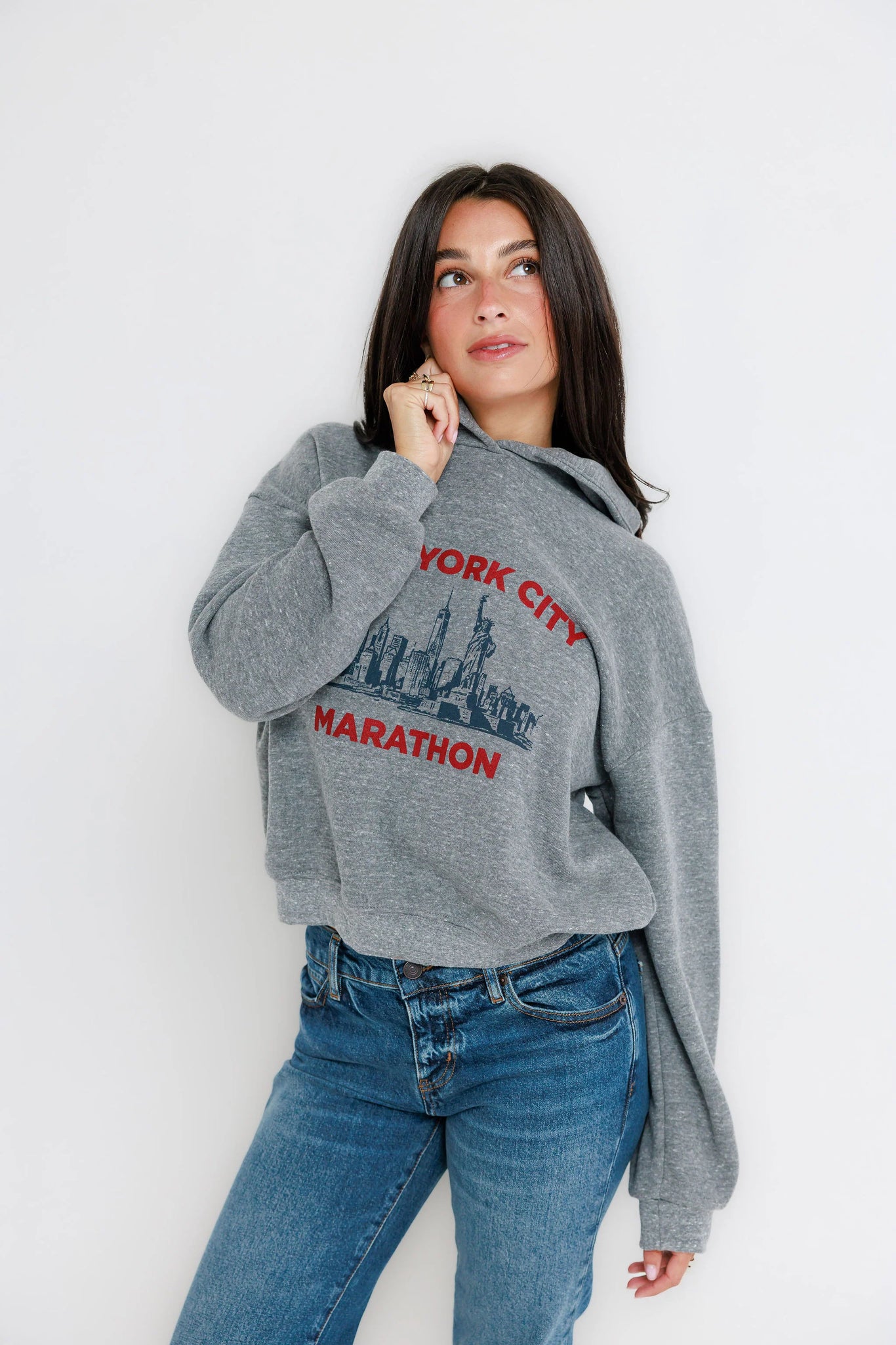 New York Marathon Classic Hoodie in Heather Grey