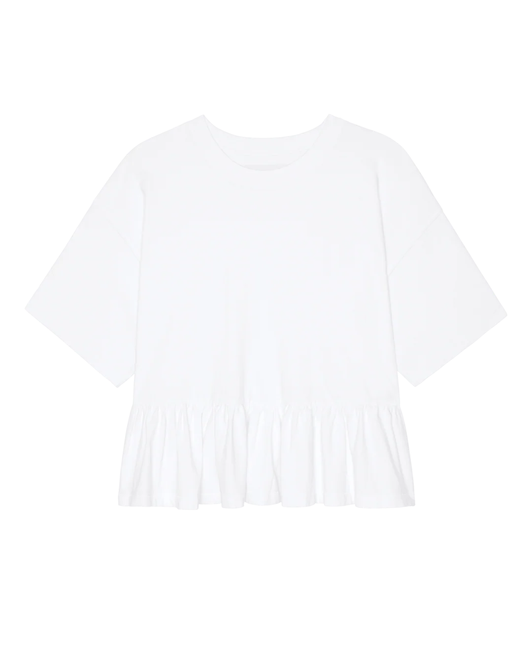 The Oversized Ruffle Peplum Tee. True White