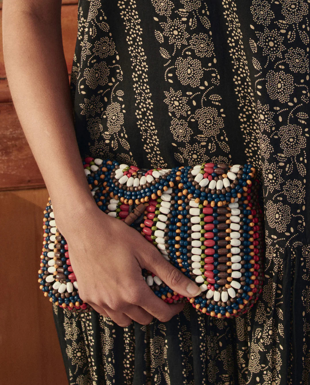 The Beaded Clutch. Cabana Stripe
