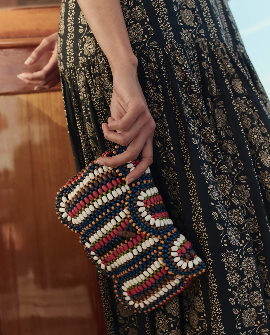 The Beaded Clutch. Cabana Stripe