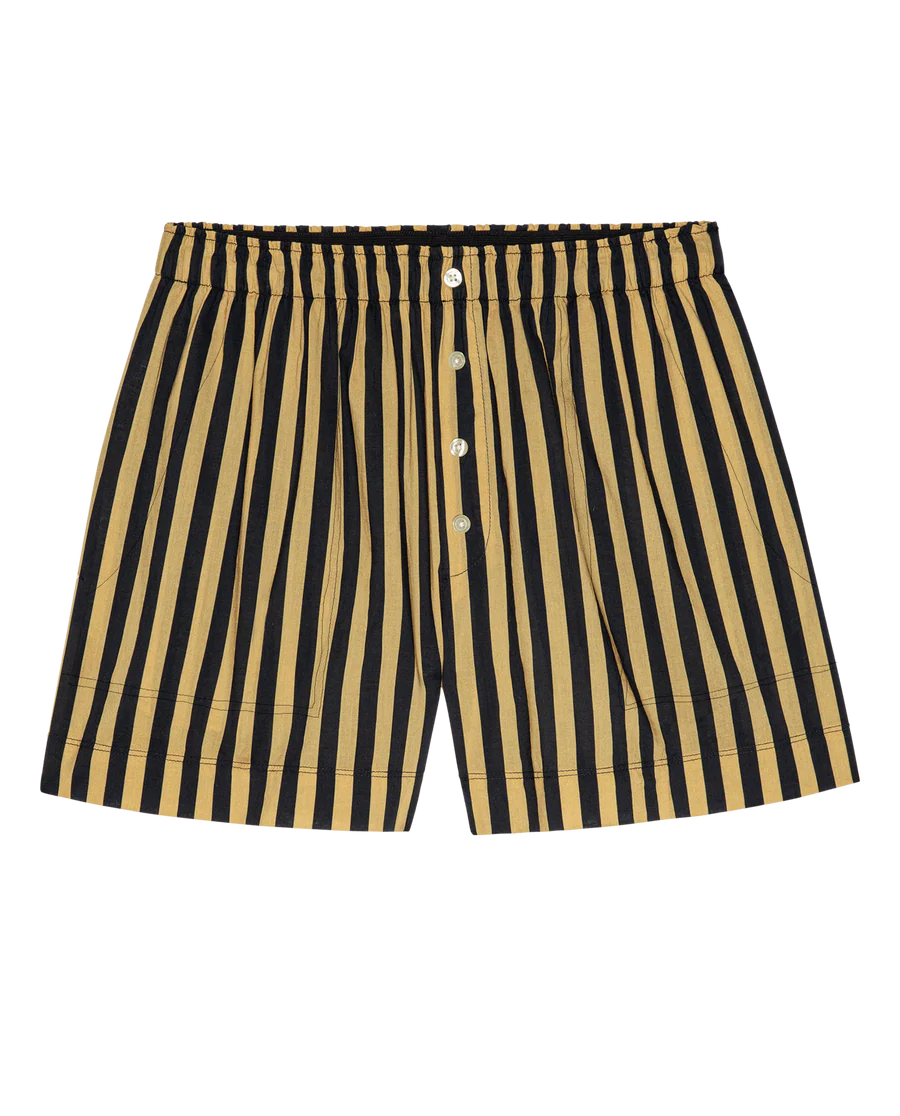 The Boxer Short. Khaki/Black Club Stripe
