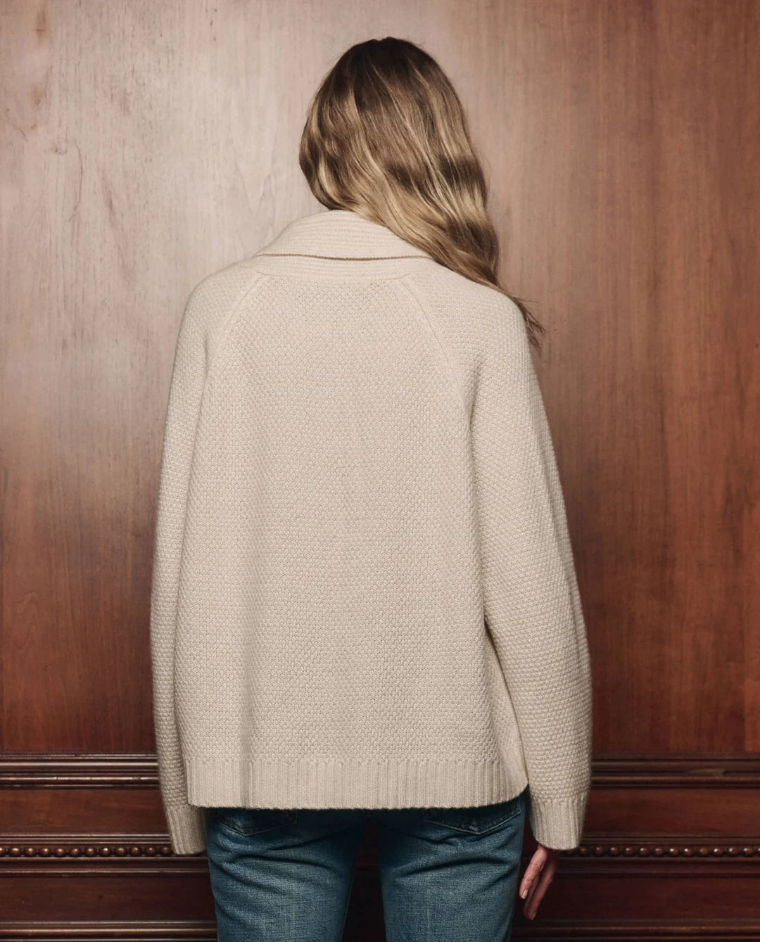 The Cashmere Cable Lodge Cardigan. Cream