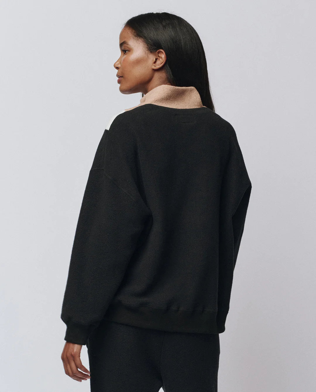 The Colorblock Plush Chalet Sweatshirt. Almost Black