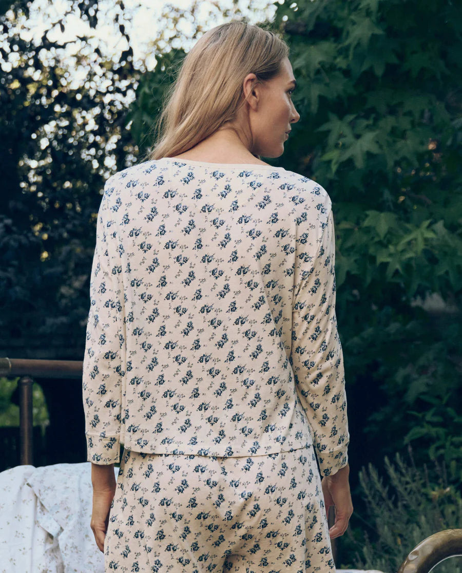 The Crop Sleep Henley. Indigo Rose