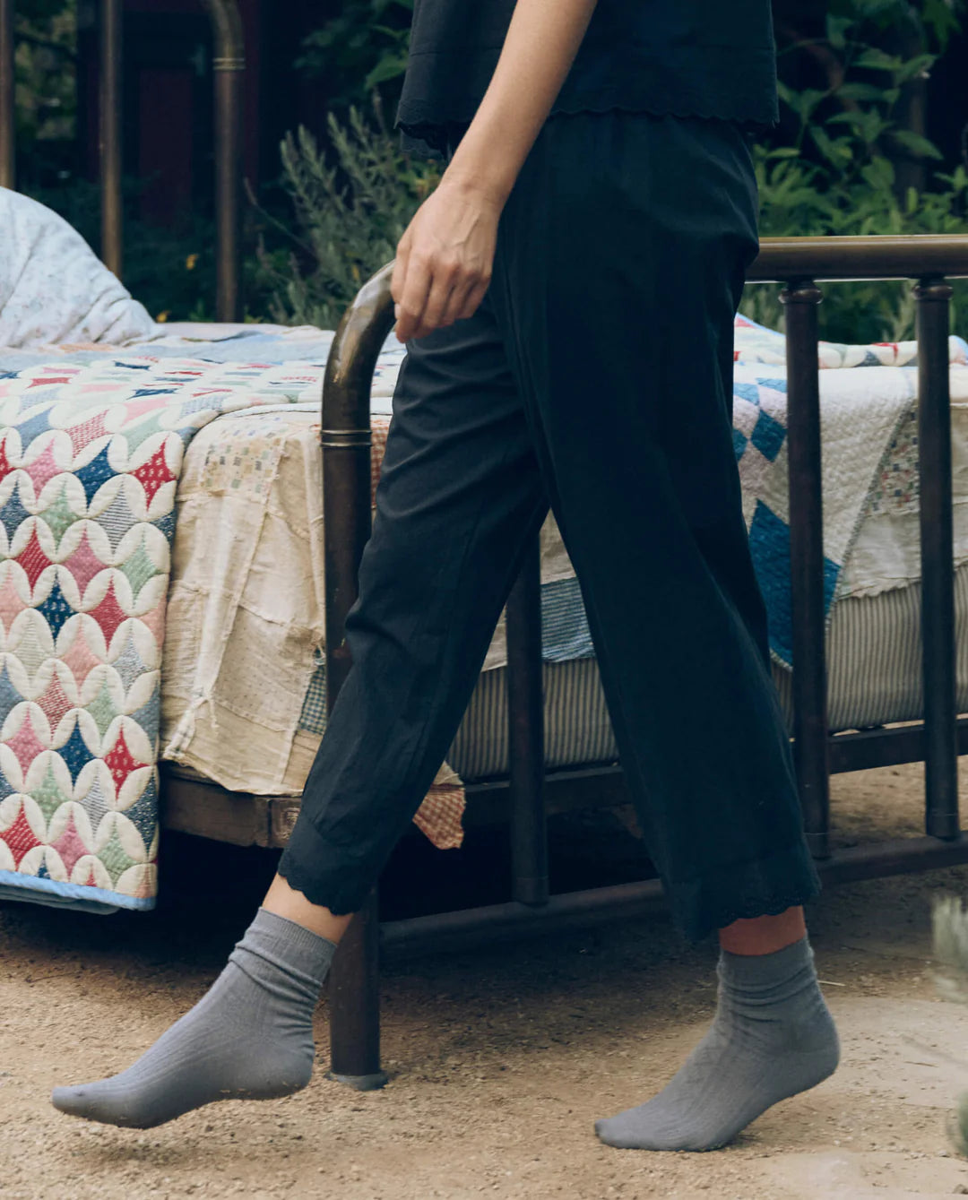 The Eyelet Easy Sleep Pant. Black
