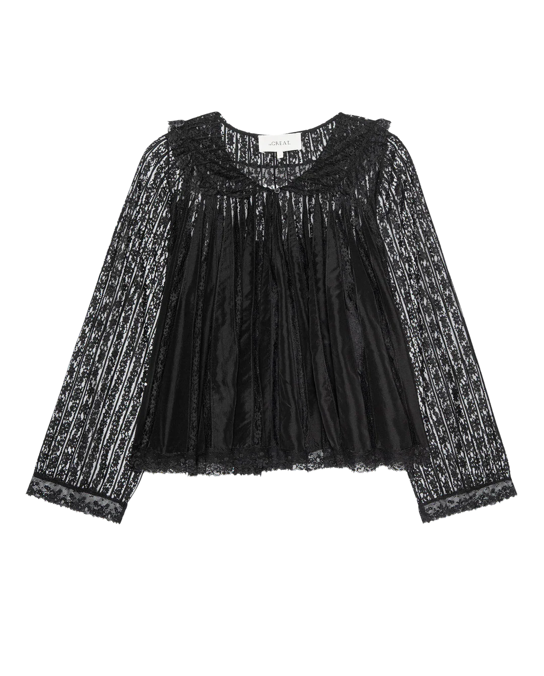 The Keepsake Lace Collared Shirt. Black