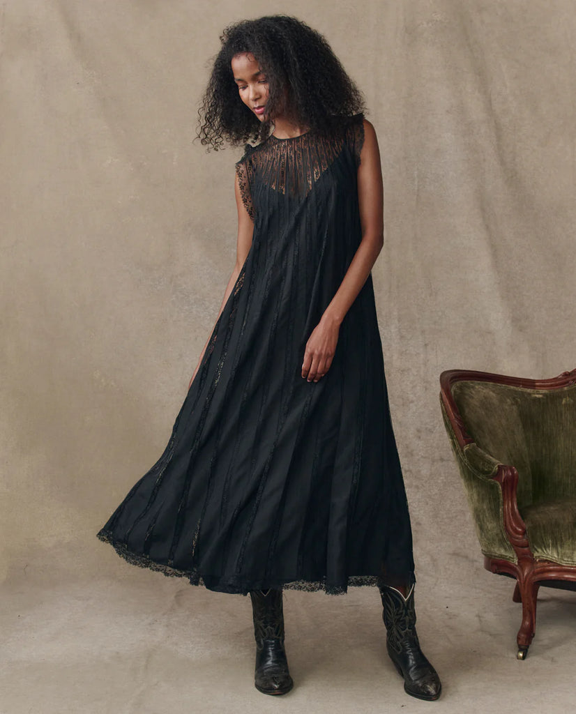The Keepsake Lace Column Dress. Black