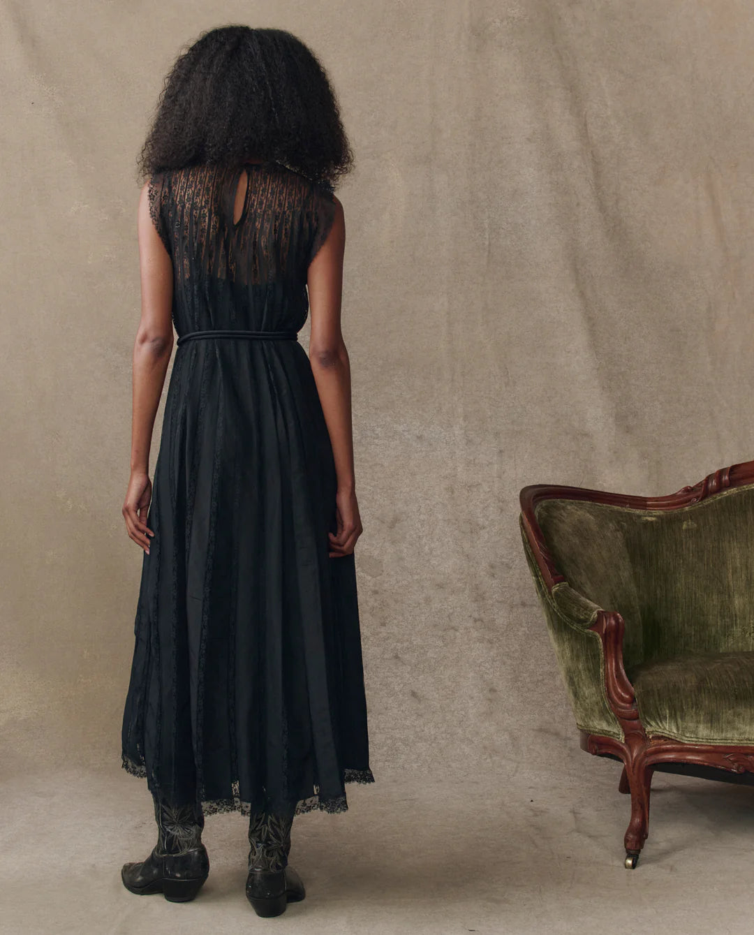 The Keepsake Lace Column Dress. Black