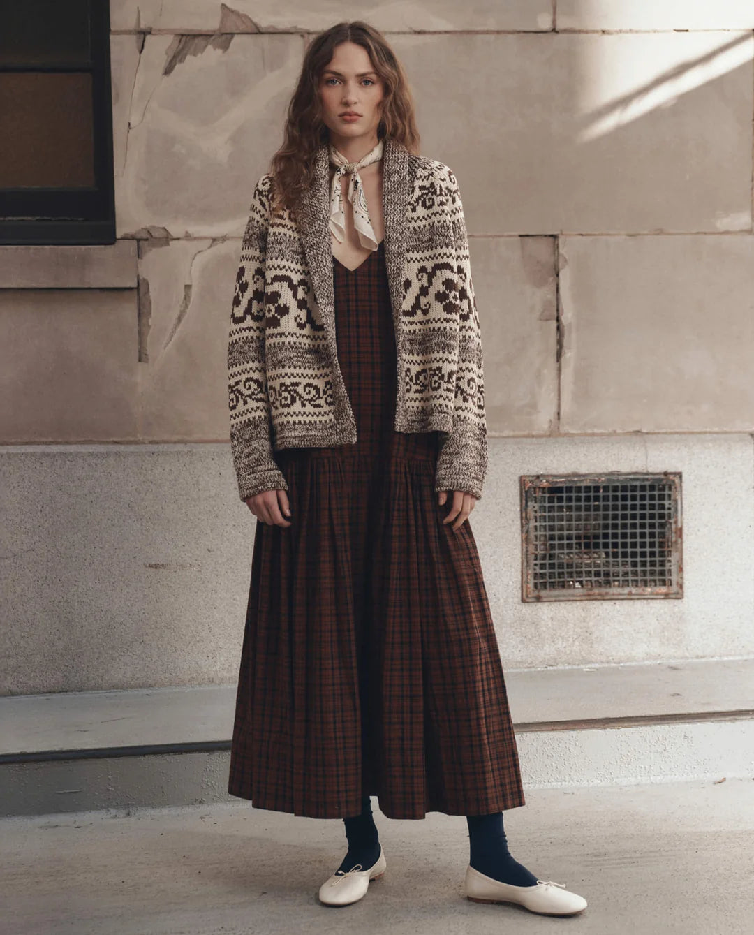 The Nordic Flower Lodge Cardigan. Marled Chestnut