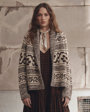 The Nordic Flower Lodge Cardigan. Marled Chestnut