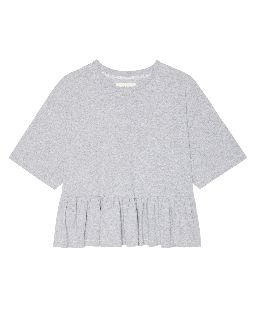 The Oversized Ruffle Peplum Tee. Heather Grey