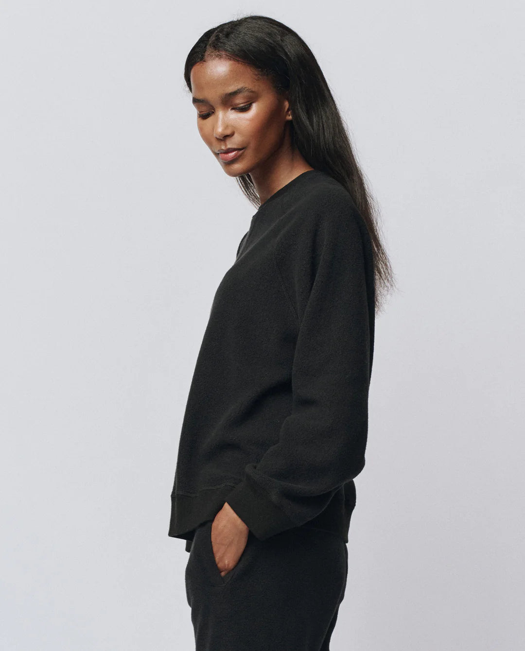 The Plush Slouch Sweatshirt. Almost Black