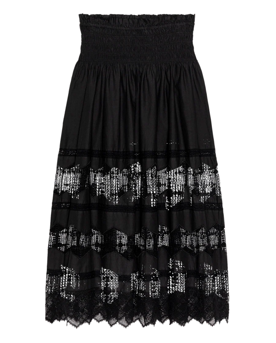 The Rosette Crochet Canary Skirt. Black