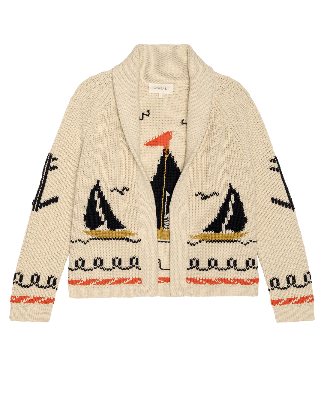 The Sailboat Lodge Cardigan. Cream