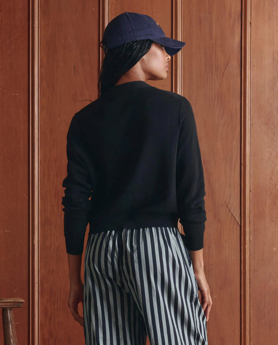 The Shrunken V Neck Cardigan. Black