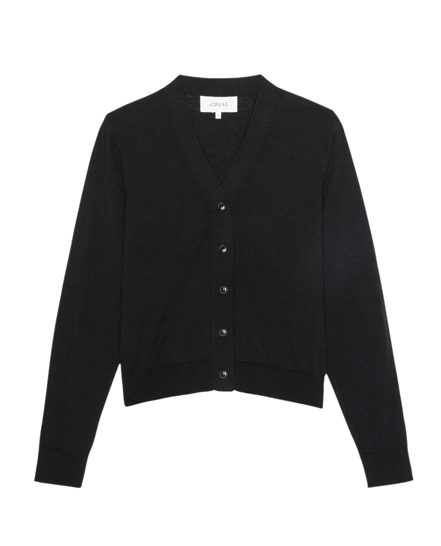 The Shrunken V Neck Cardigan. Black